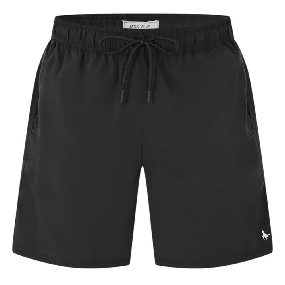 Jack Wills Mens Embroidered Logo Mid Length Swim Shorts / Black